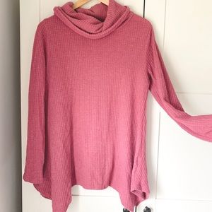 Pink Sonoma Waffle Knit Cowl-Neck Sweater